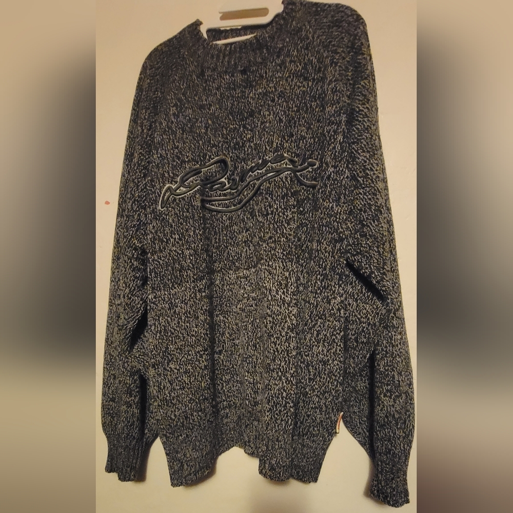 Davoucci Signature Crew Neck Sweater, Men, Black/Gray, Large